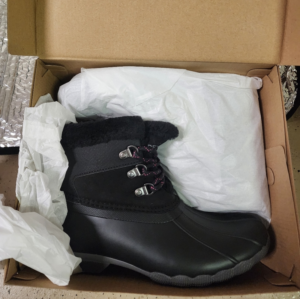 Black Winter Boots with Fur Trim
